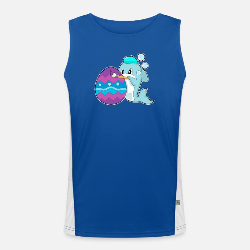 Dolphin Easter Coloring Men's Functional Contrast Tank Top 