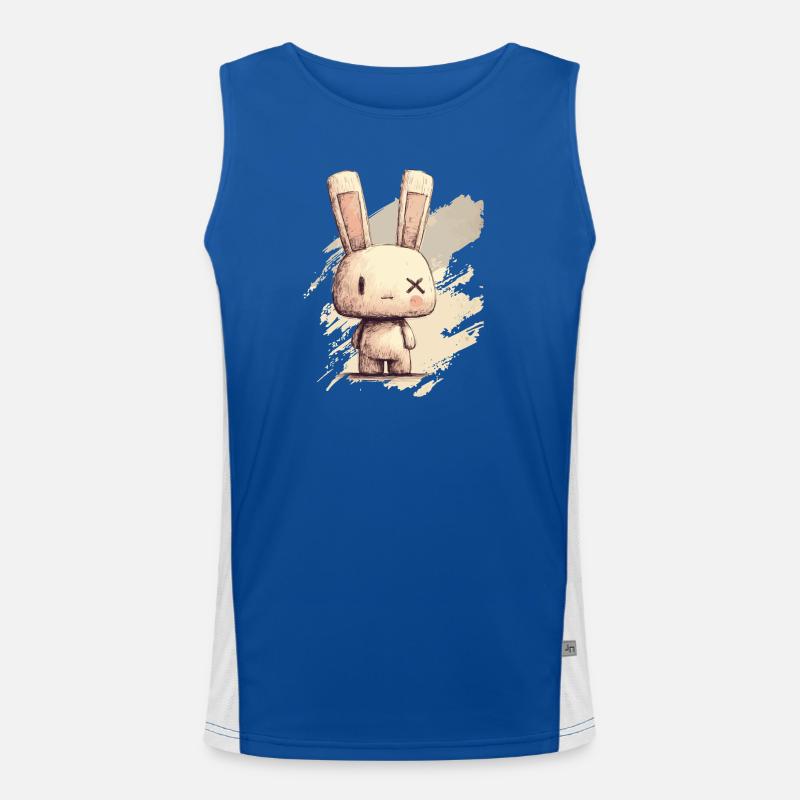 Cute rabbit with X-eyes Men's Functional Contrast Tank Top 