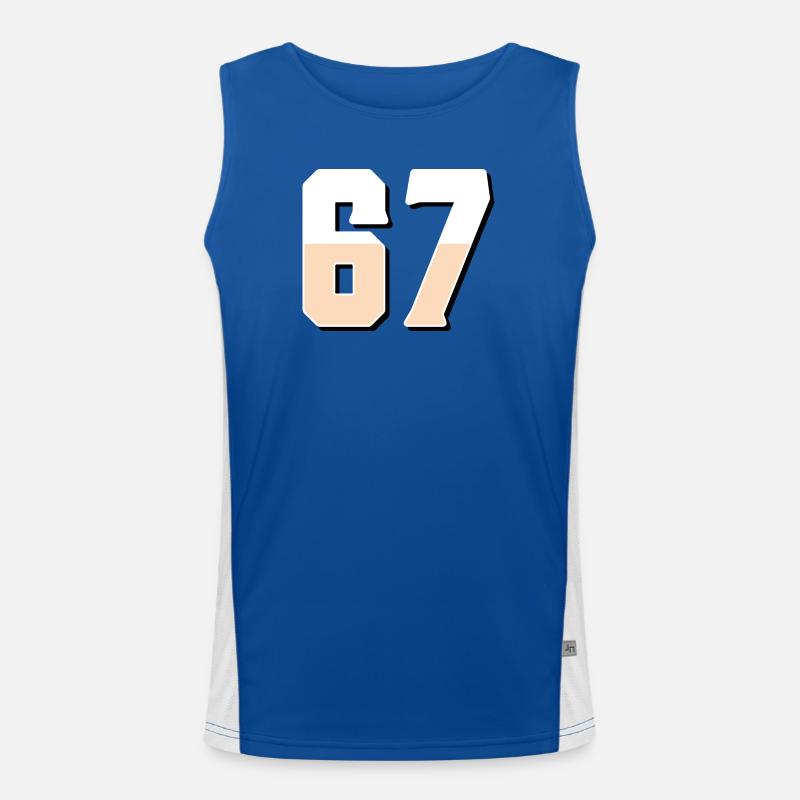 6 7 – Trendy minimalist text design, Men's Functional Contrast Tank Top 