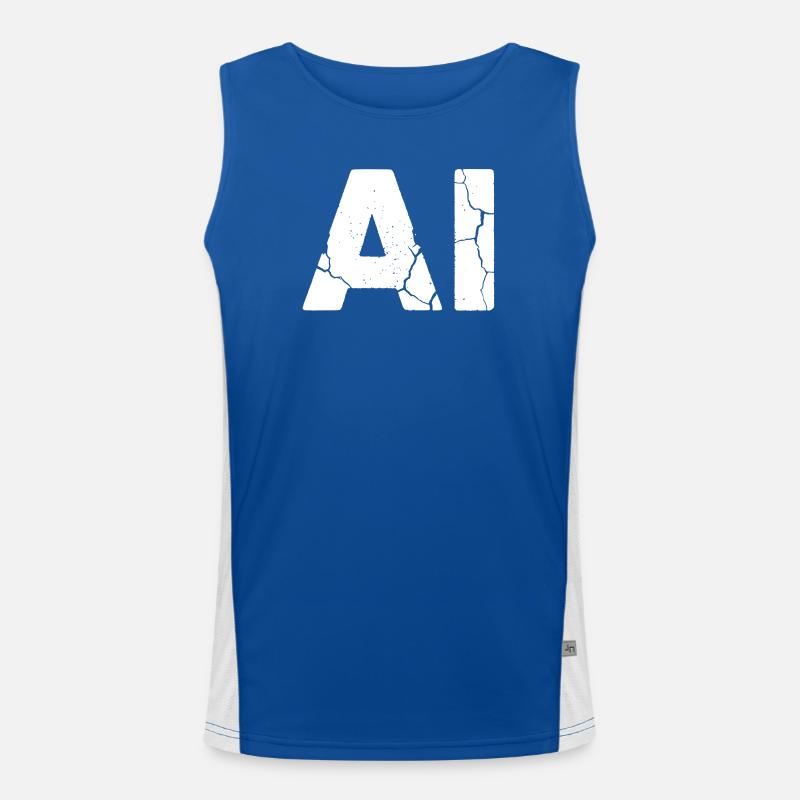 AI Artificial Intelligence Text Grunge Vector Men's Functional Contrast Tank Top 