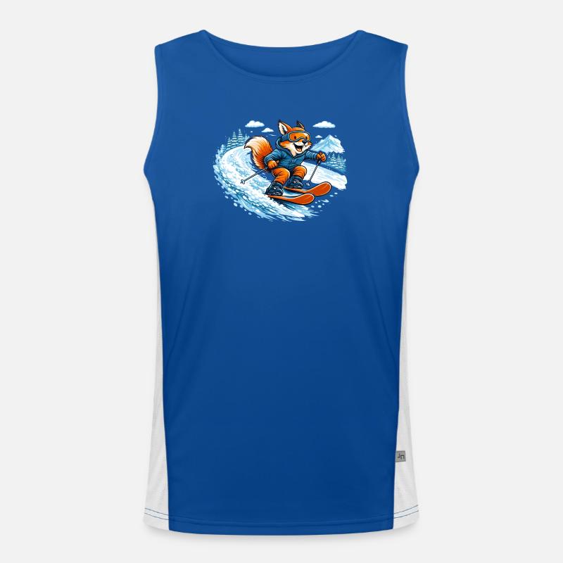 Funny Ski Fox – Comic Winter Motif Men's Functional Contrast Tank Top 