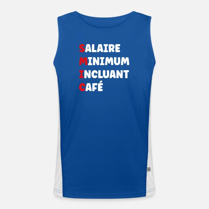 Minimum Wage Including Coffee SMIC Men's Functional Contrast Tank Top 