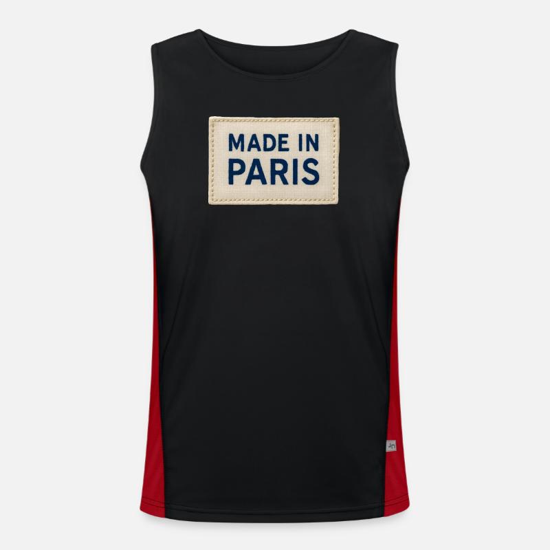 Made in Paris Fabric Patch - Men's Functional Contrast Tank Top  - black/red