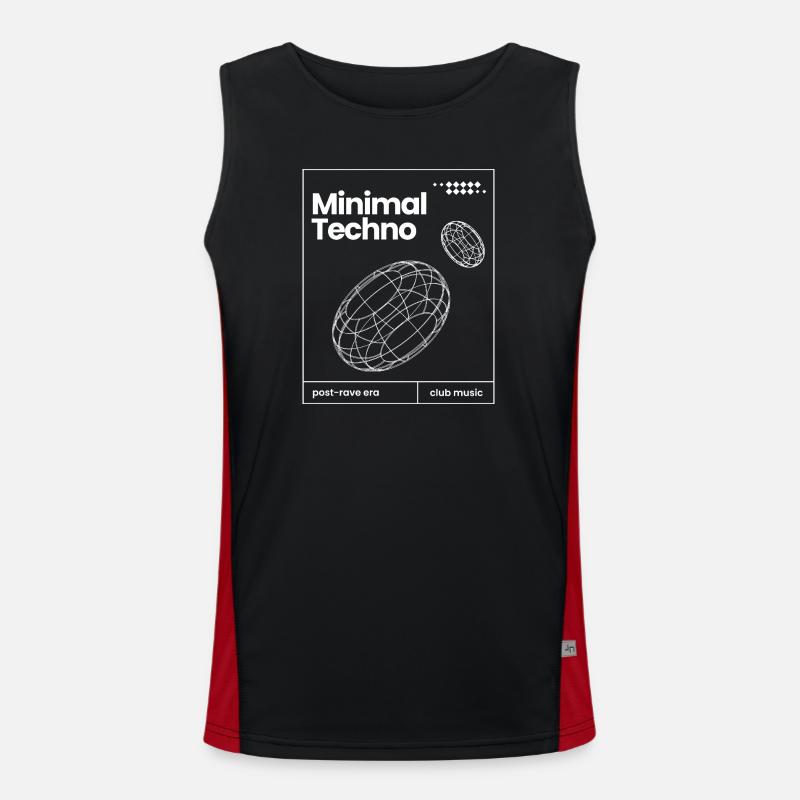 Minimal Techno music Spheres design - Men's Functional Contrast Tank Top  - black/red