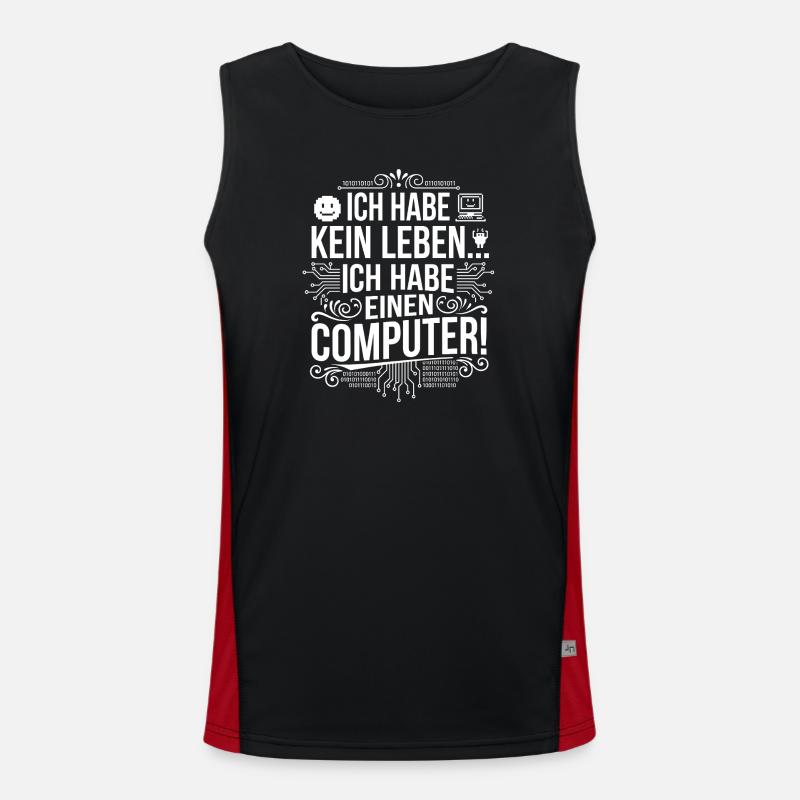 No life, only computers - Men's Functional Contrast Tank Top  - black/red