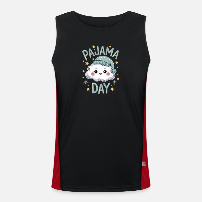 Jour de pyjama Silhouette nuageuse mignonne avec un bonnet endormi pour Débardeur respirant contrasté Homme 
