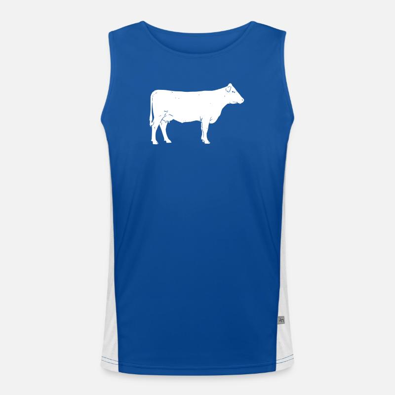 Cow Cattle Farm Farmer Vector Men's Functional Contrast Tank Top 