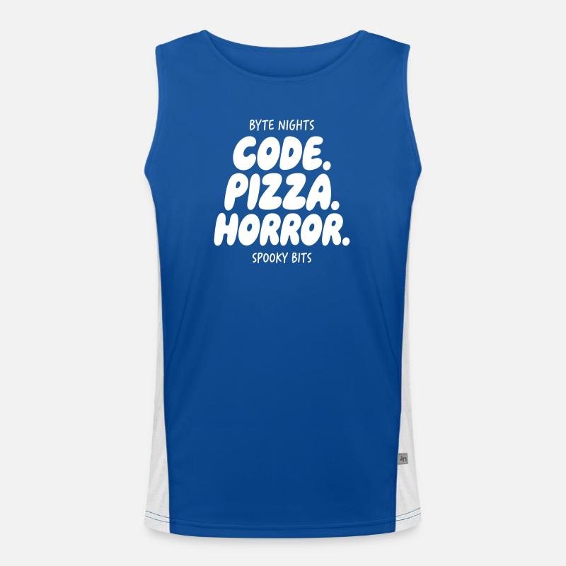 Byte Nächte: Code Pizza Horror Funktionelles Kontrast-Tank Top für Männer 
