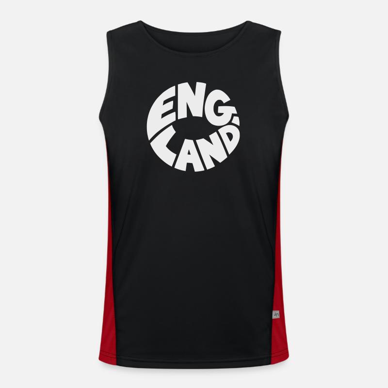 Engand Round Logo Printing Design - Men's Functional Contrast Tank Top  - black/red