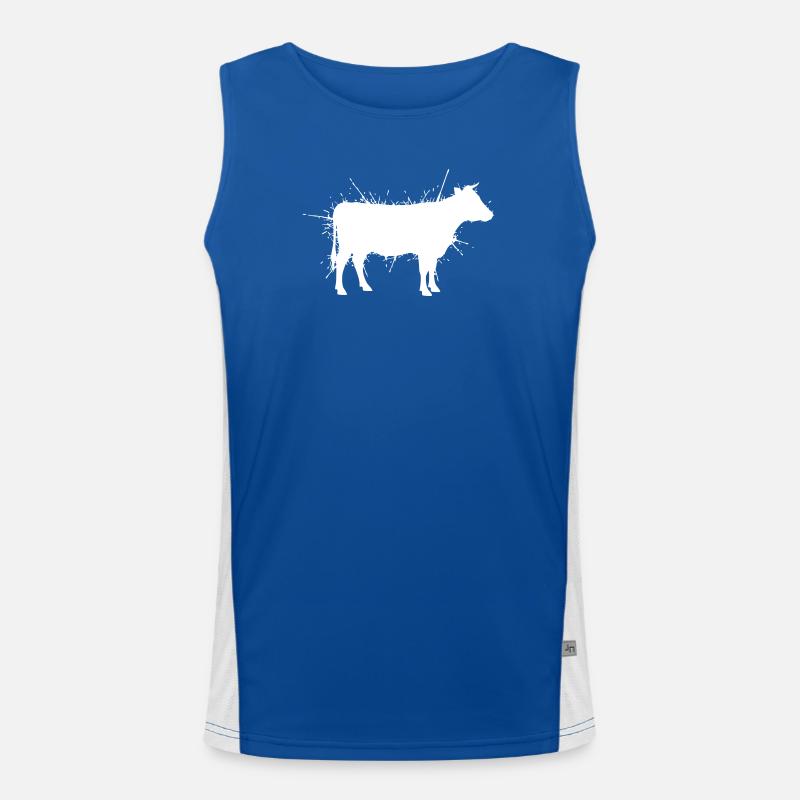 Cow Silhouette Grunge Splash Vector Men's Functional Contrast Tank Top 