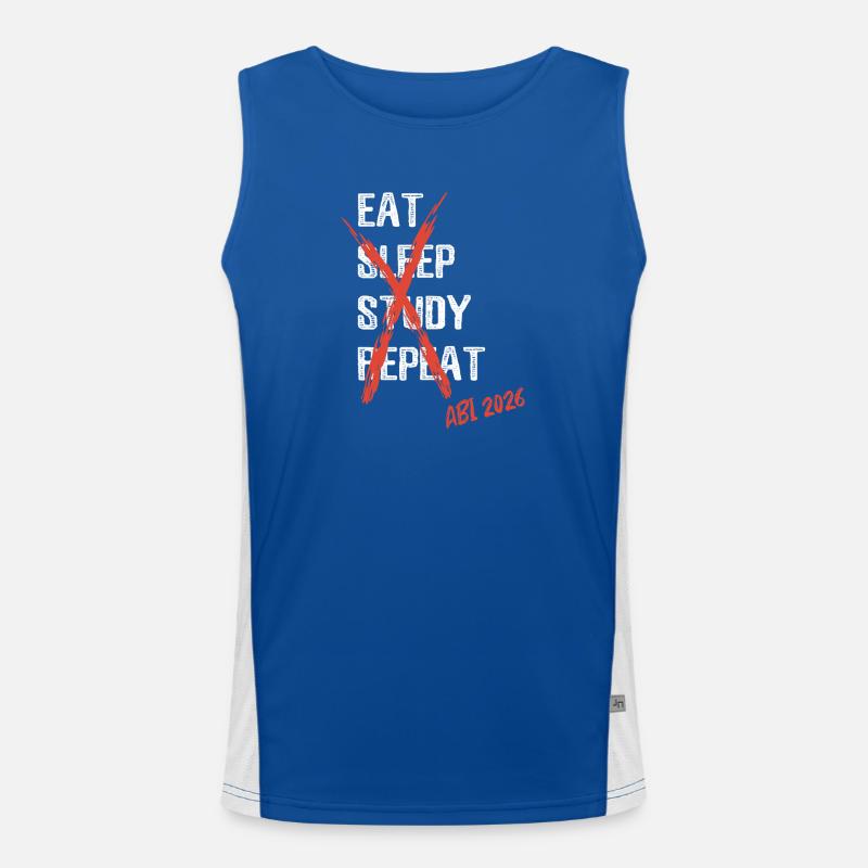 Eat sleep study repeat - Abi 2026 - Spruch Funktionelles Kontrast-Tank Top für Männer 