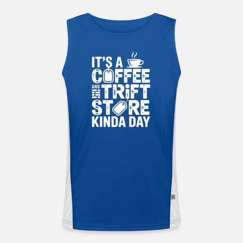 Kaffee- und Secondhand-Tag Funktionelles Kontrast-Tank Top für Männer 