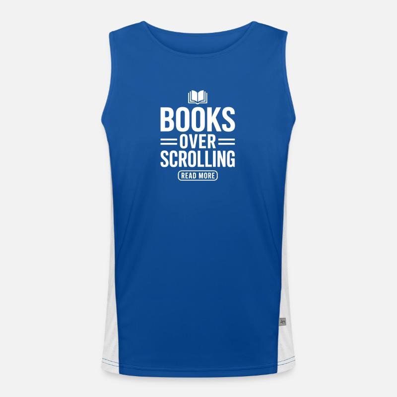 Books Over Scrolling Read More Lesen Funktionelles Kontrast-Tank Top für Männer 
