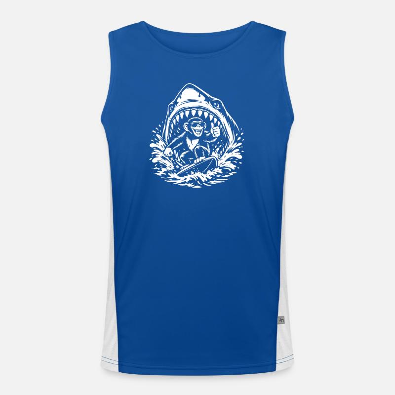 Surfaffe in Shark Wave Funktionelles Kontrast-Tank Top für Männer 