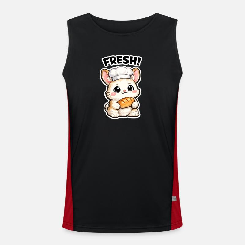 Kitchen bunny with fresh bread - Men's Functional Contrast Tank Top  - black/red