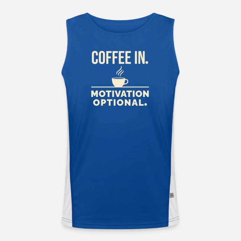 Coffee in. Motivation optional. Men's Functional Contrast Tank Top 