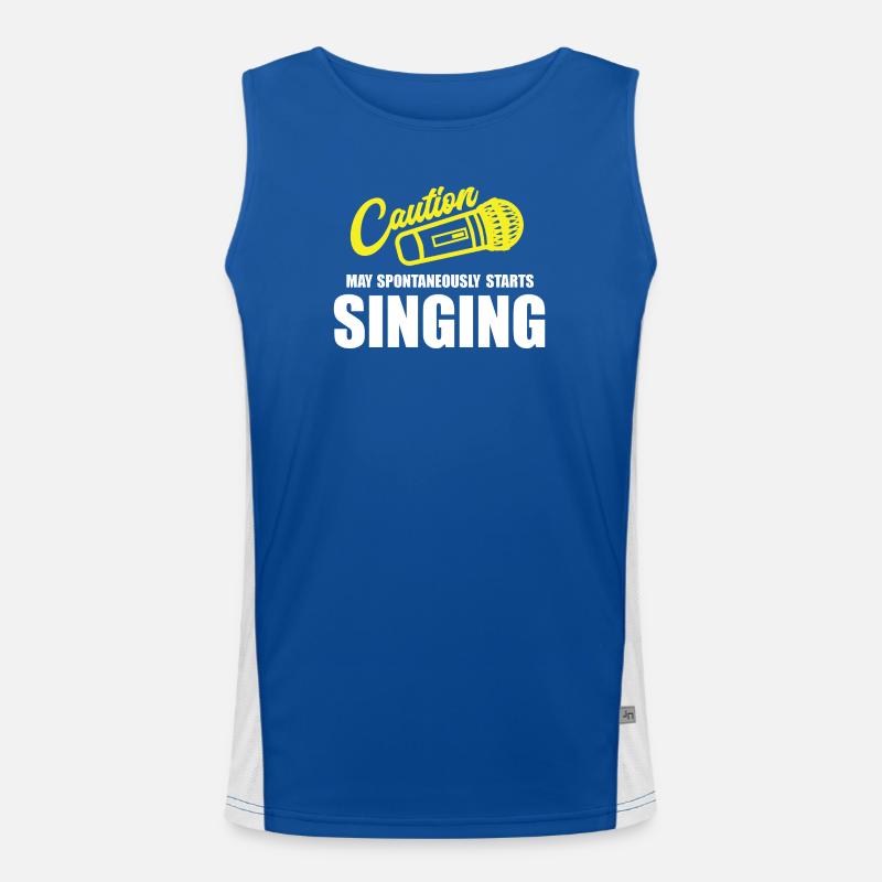 Caution My Spontaneity Starts Singing Funktionelles Kontrast-Tank Top für Männer 