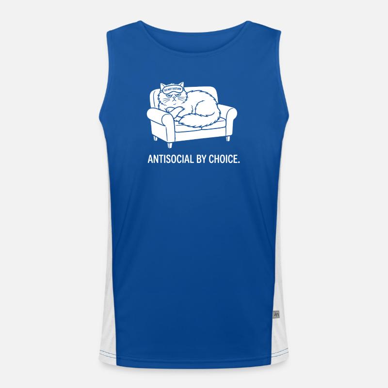 Antisocial by Choice Katze Geschenk Funktionelles Kontrast-Tank Top für Männer 