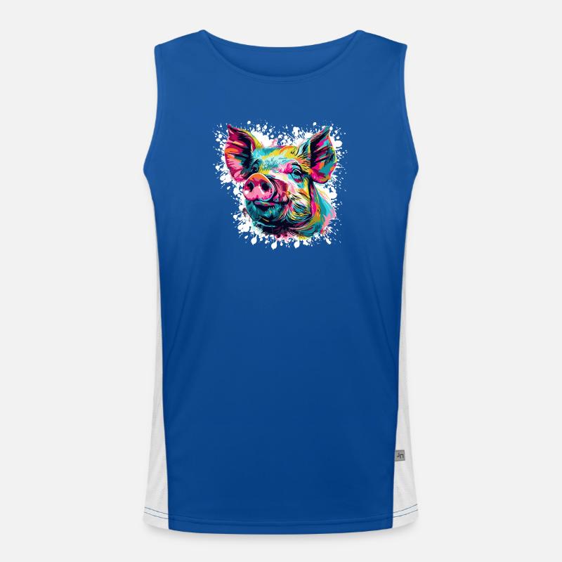 Pop Art Pig Head Color Explosion Men's Functional Contrast Tank Top 