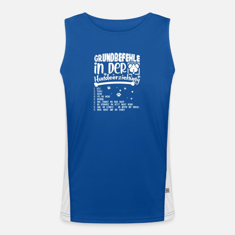 Basic Commands of Dog Training Dog Motif Men's Functional Contrast Tank Top 
