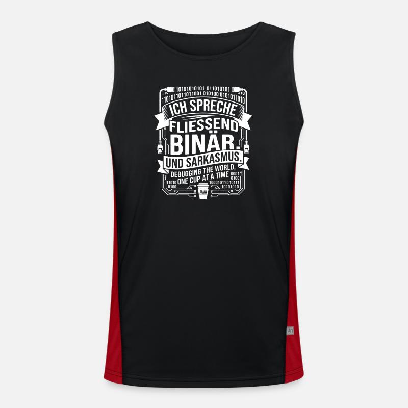 Coding Binary Coffee Sarcasm - Men's Functional Contrast Tank Top  - black/red