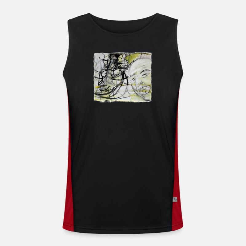 An old man remembers - Men's Functional Contrast Tank Top  - black/red