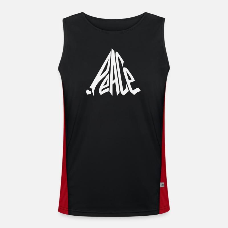 Peace Graffiti Heart Lettering - Men's Functional Contrast Tank Top  - black/red
