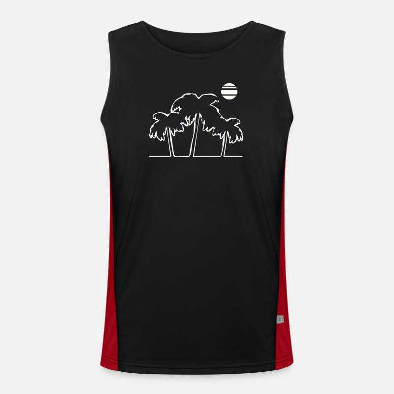 Tropical palm trees in sunset - Men's Functional Contrast Tank Top  - black/red
