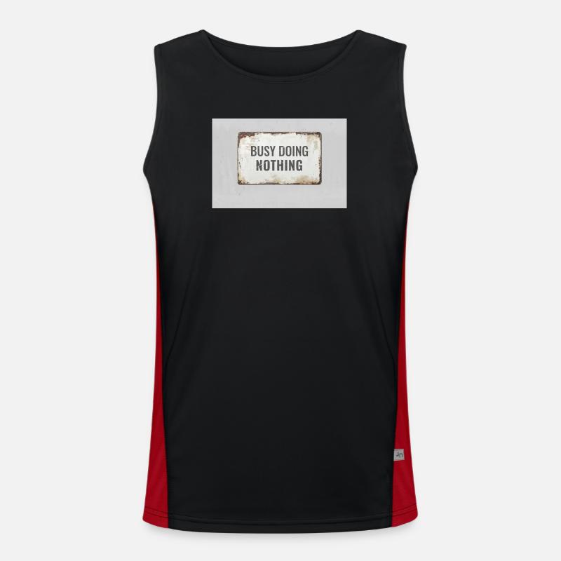 Busy Doing Nothing – Ironic Statement Poster - Men's Functional Contrast Tank Top  - black/red