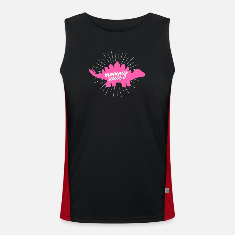 Mommysaur Rex Funny Pink Dinosaur Slogan Design Men's Functional Contrast Tank Top 