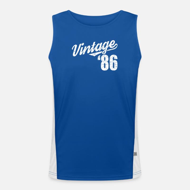 Vintage 86 Script Retro Design Funktionelles Kontrast-Tank Top für Männer 