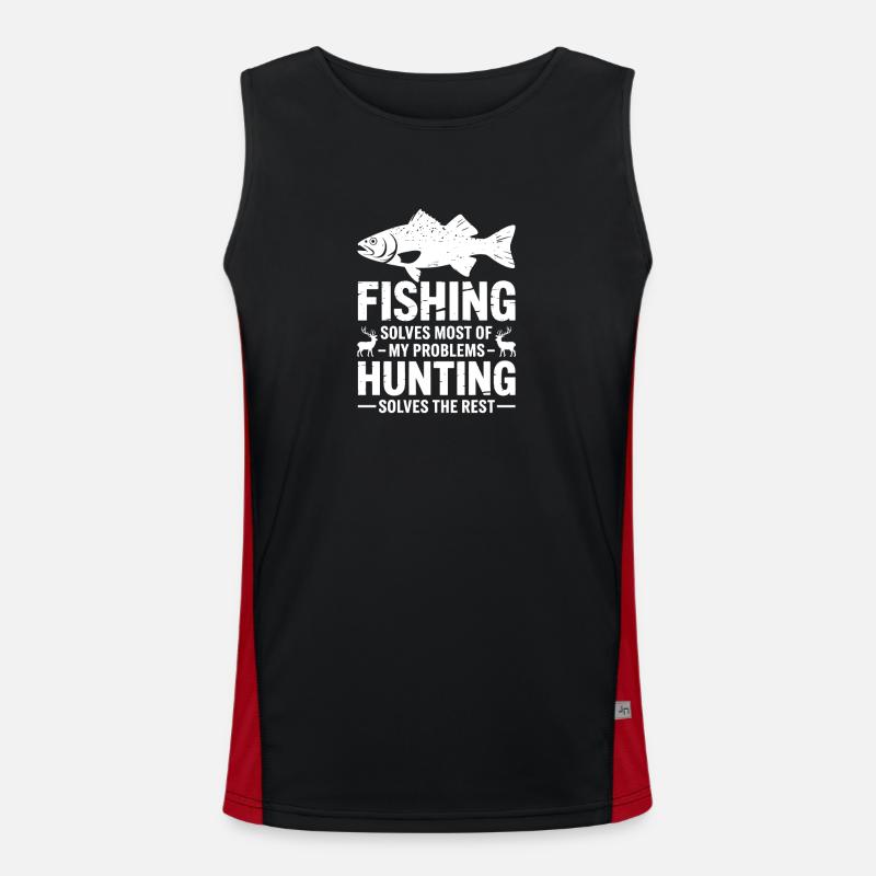 Fishing and Hunting Problem Solver - Men's Functional Contrast Tank Top  - black/red
