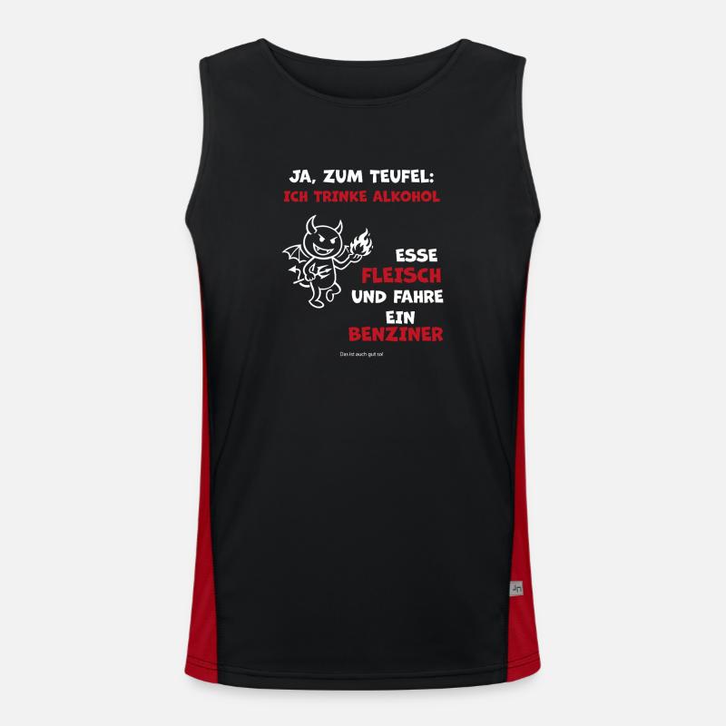 Devilish lifestyle: alcohol, meat - Men's Functional Contrast Tank Top  - black/red