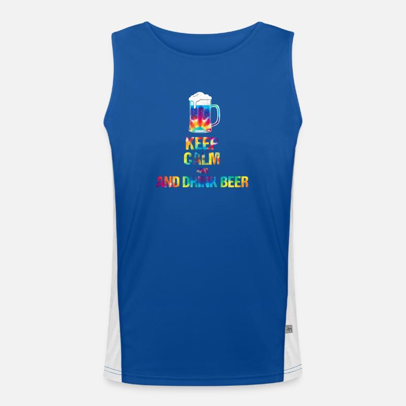 Keep  Calm and drink beer Tie-Dye Funktionelles Kontrast-Tank Top für Männer 