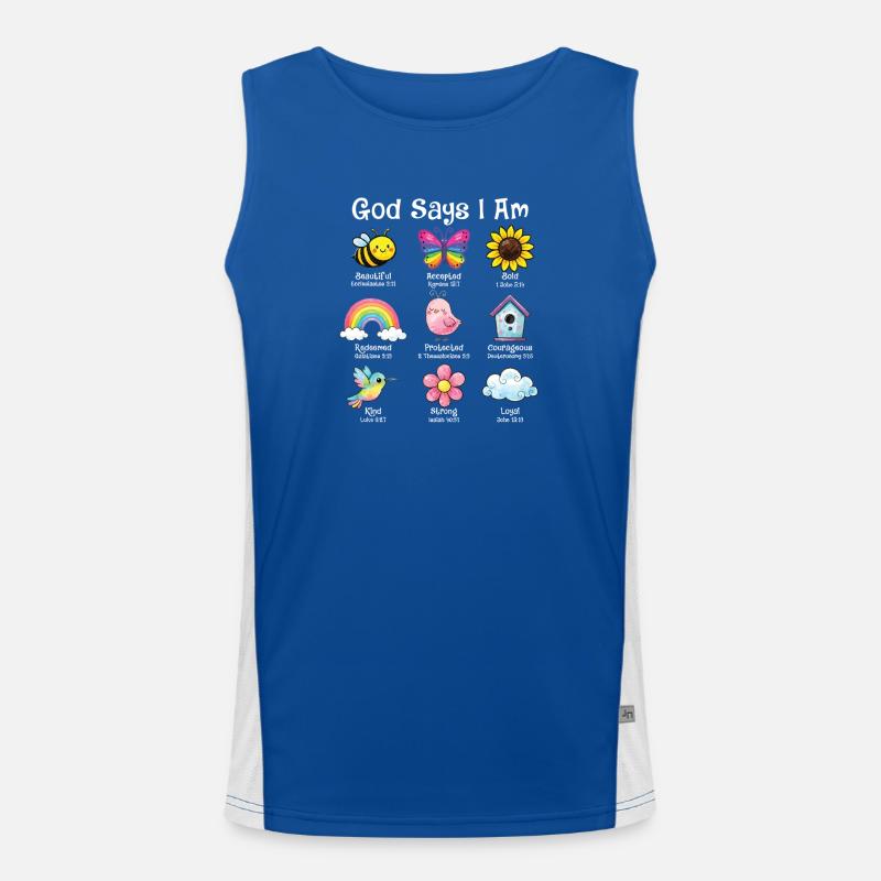 Gott sagt, ich bin christlich, Bestätigung, Glaube, Kraft, Funktionelles Kontrast-Tank Top für Männer 