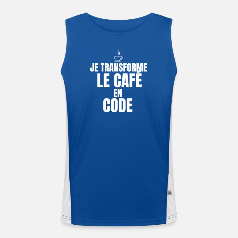 Je transforme le café en code Débardeur respirant contrasté Homme 