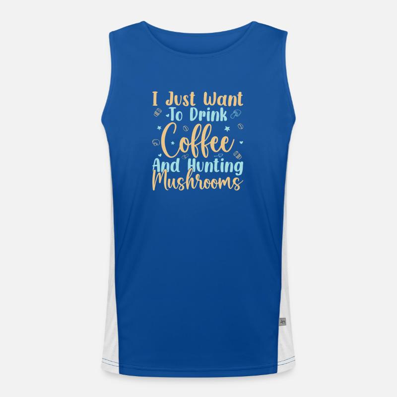 Mushroom Foraging Hunter Drink Coffee & Mushrooms Funktionelles Kontrast-Tank Top für Männer 