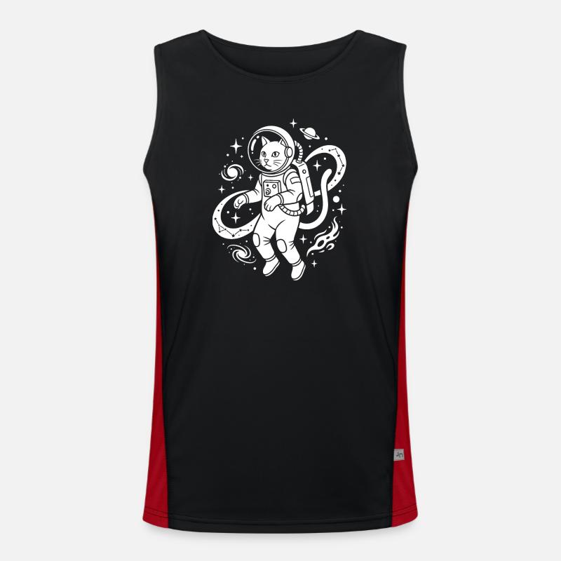 Space Explorer Kitty - Men's Functional Contrast Tank Top  - black/red