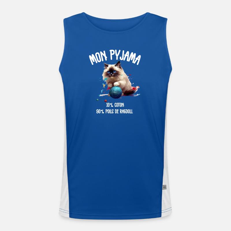 Pyjama Poils de Chat Ragdoll Humour Débardeur respirant contrasté Homme 