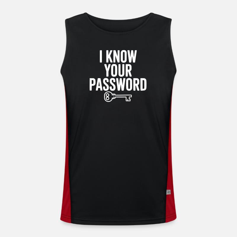 I Know Your Password - Men's Functional Contrast Tank Top  - black/red