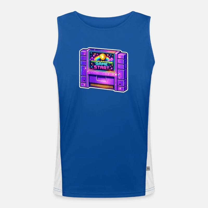 Retro Arcade Start Neon Funktionelles Kontrast-Tank Top für Männer 