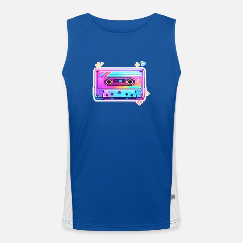 Neon Rainbow Cassette Sticker Men's Functional Contrast Tank Top 