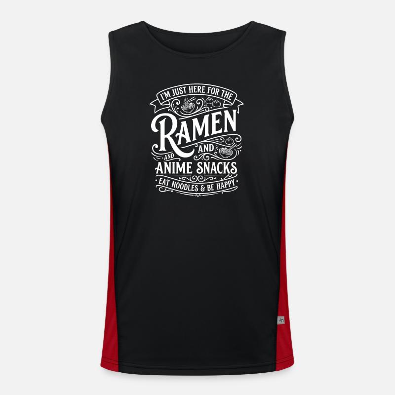 Ramen & Anime Snacks Theme - Men's Functional Contrast Tank Top  - black/red