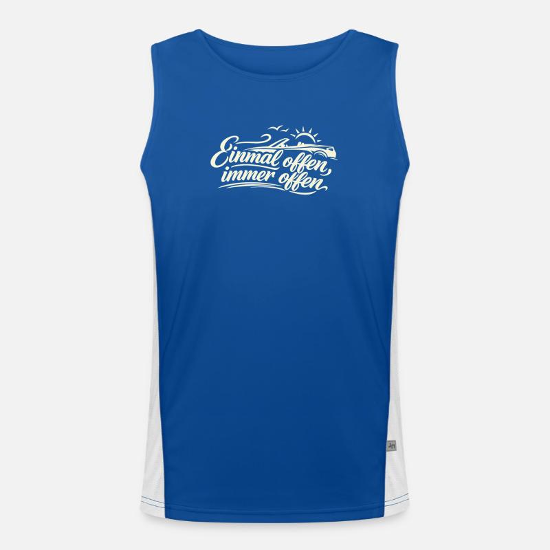 Einmal offen, immer offen  Cabrio Spruch Retro Funktionelles Kontrast-Tank Top für Männer 