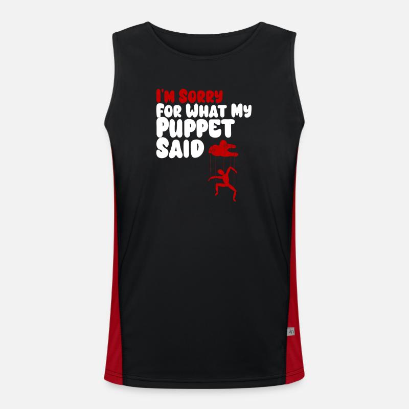 Puppet Confession on Strings - Men's Functional Contrast Tank Top - black/red
