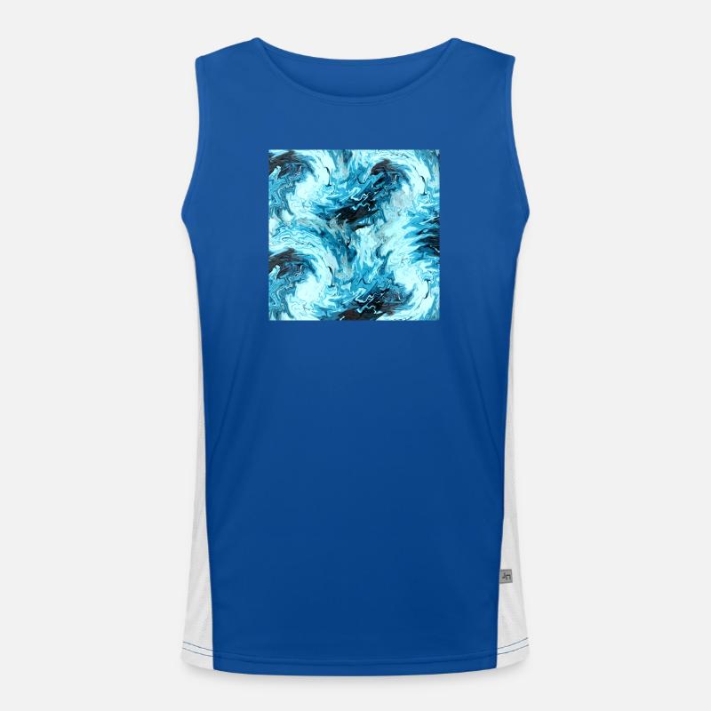 Aqua Marble Pattern Waves Men's Functional Contrast Tank Top 