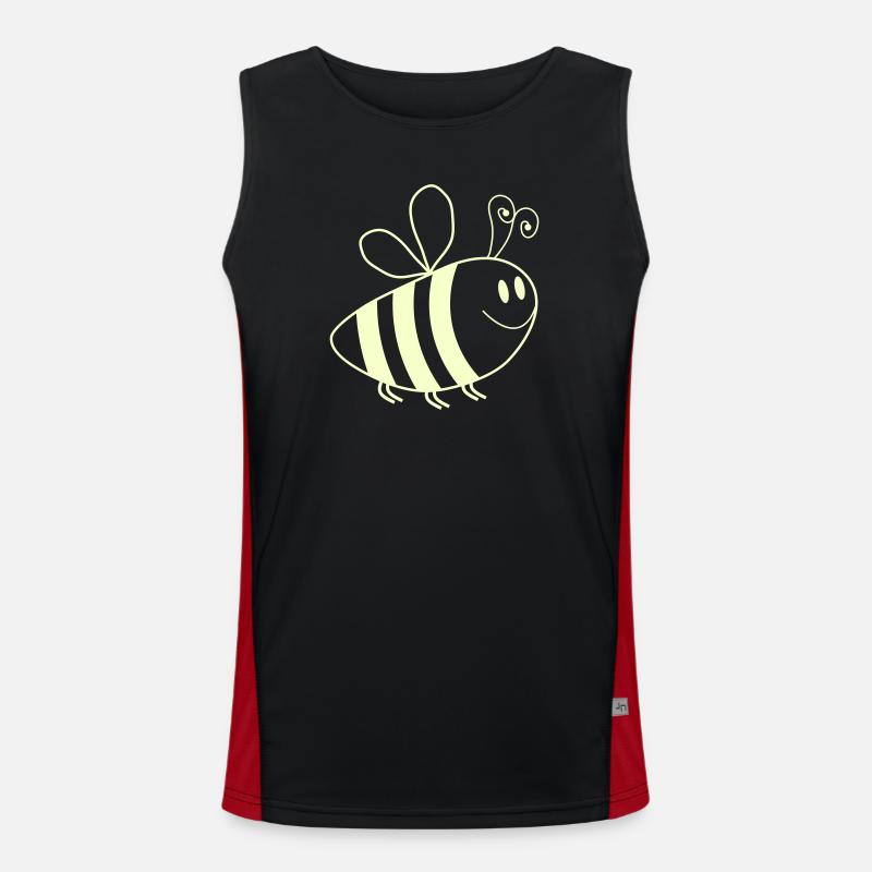 Smiling Bees Pattern - Men's Functional Contrast Tank Top  - black/red