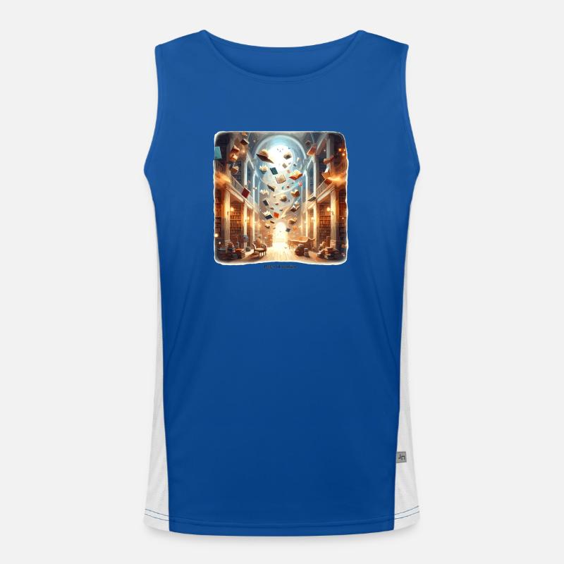 Library Magic: Flying Books Men's Functional Contrast Tank Top 