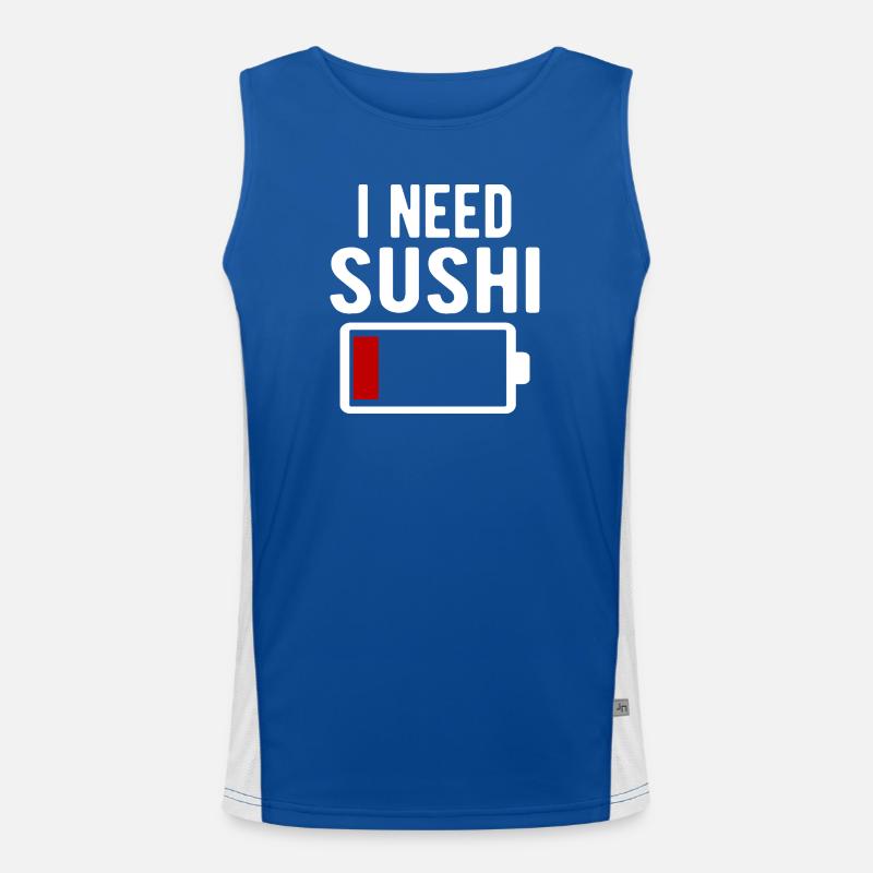 I Need Sushi Witty Battery Drain Men's Functional Contrast Tank Top 