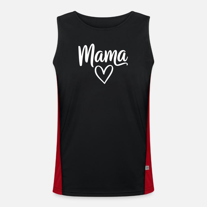 Mama Heart Script - Men's Functional Contrast Tank Top  - black/red